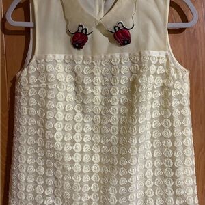 Butter Yellow Sleeveless Top with Rose Embroidery